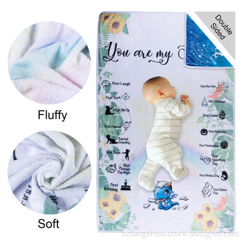 baby monthly milestone blanket double side